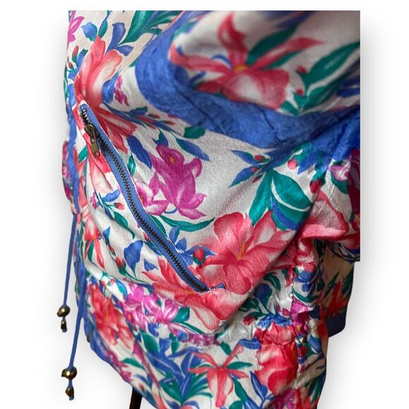 Lavon Windbreaker Bomber Jacket Women's M Multicolored Floral Print VTG Zipper - Picture 10 of 12